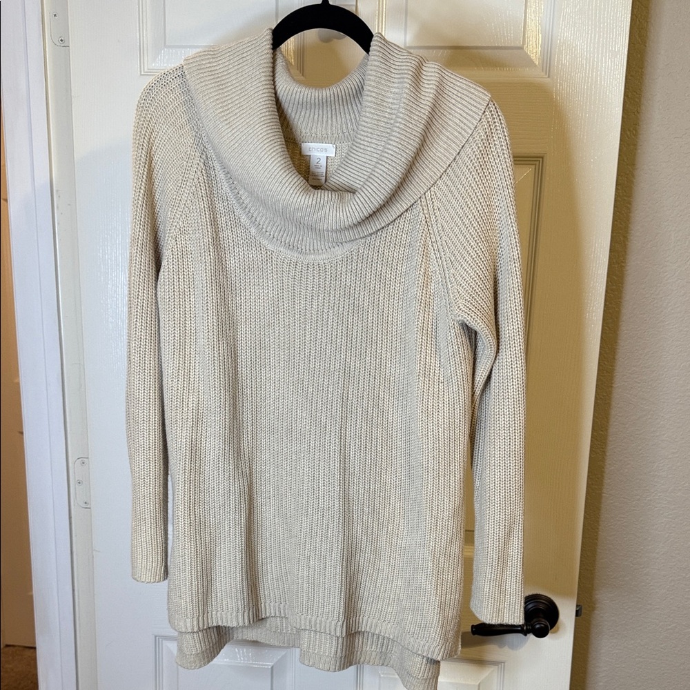 Chico's Cream Cowlneck Sweater